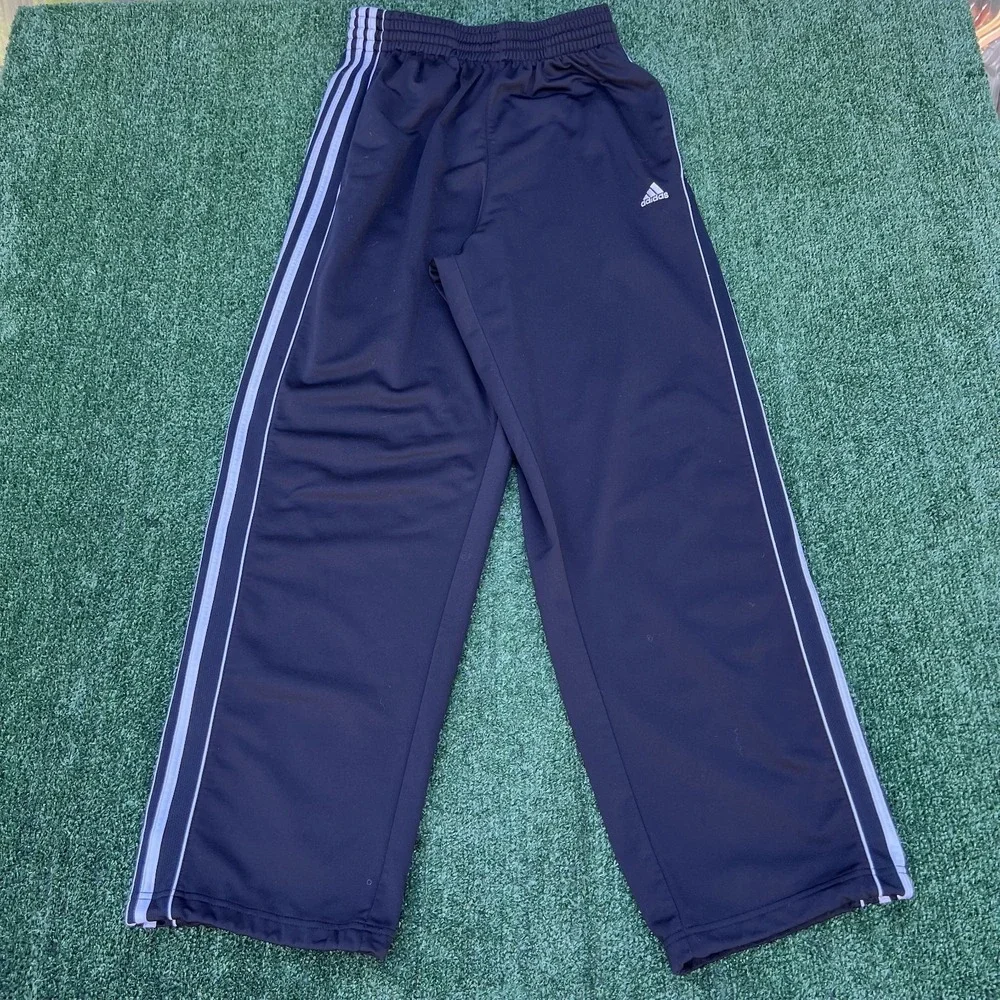 Vintage Adidas Pants Mens XL Black White‎ Striped Wide-Leg Baggy Basketball Y2K
